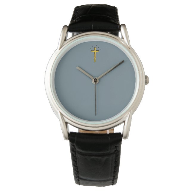 Steel Grey Christian Cross  Watch (Front)