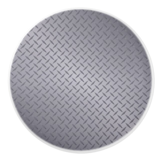 Steel Grey Diamond Plate Ceramic Knob (Front)