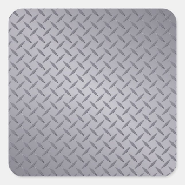 Steel Grey Diamond Plate Square Sticker (Front)
