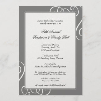 Steel grey frame enchanted swirl gala formal event invitation