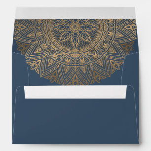 STEEL GREY GOLD CLASSIC ORNATE MANDALA WEDDING ENVELOPE