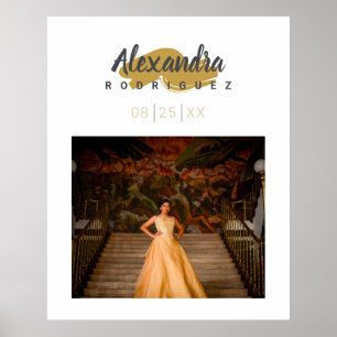 Steel Grey & Gold Photo Quinceanera Poster