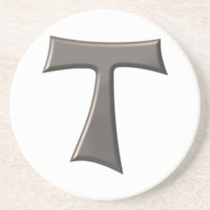 Steel Grey Look Franciscan Tau Cross Coaster