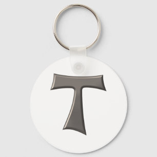 Steel Grey Look Franciscan Tau Cross Key Ring