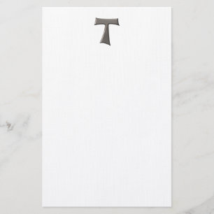 Steel Grey Look Franciscan Tau Cross Stationery