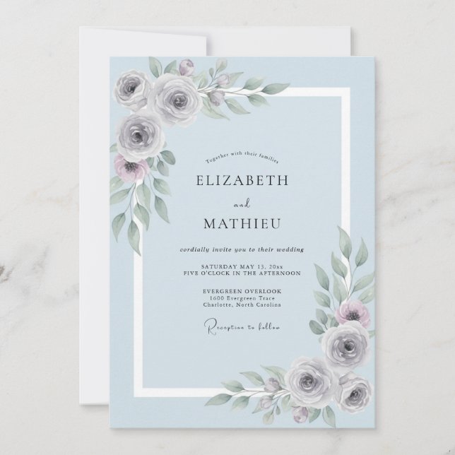 Steel Grey Painted Wedding Invitation (Front)