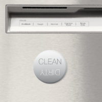 Steel Grey Round Clean or Dirty Dishwasher Magnet