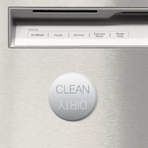 Steel Grey Round Clean or Dirty Dishwasher Magnet