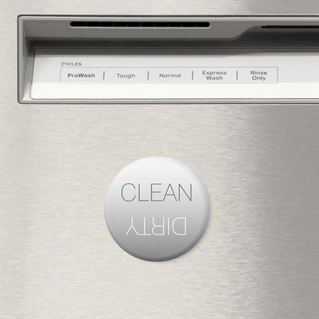 Steel Grey Round Clean or Dirty Dishwasher Magnet (In Situ (Dishwasher))