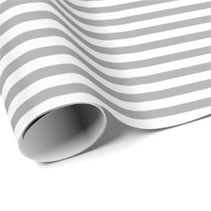 Steel Grey   White Stripe Wrapping Paper