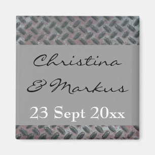 Steel Grid Plate Metal Pattern Manly Wedding Magnet