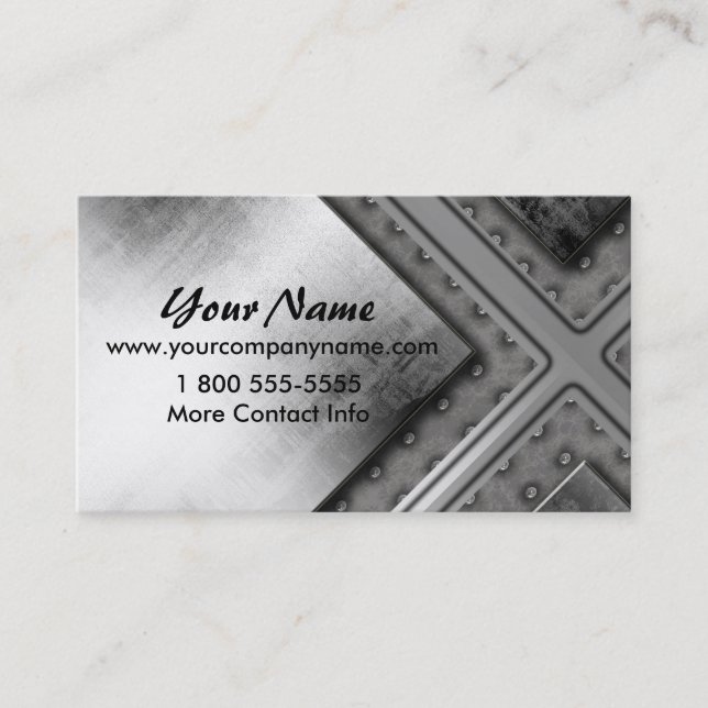 Steel Grunge Metal Look Bold Business Cards (Front)
