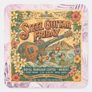 Steel Guitar FRIDAY Waikīkī Vintage Sticker