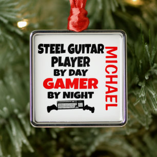 Steel Guitar Player Loves Playing Video Games Metal Tree Decoration