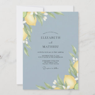 Steel Lemon Foliage Eucalyptus Wedding Invitation