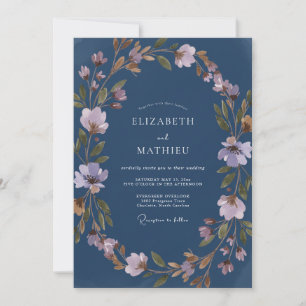 Steel Lilac Foliage Eucalyptus Wedding Invitation