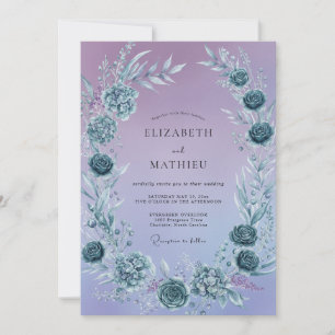 Steel Lilac Wreath Wedding Invitation