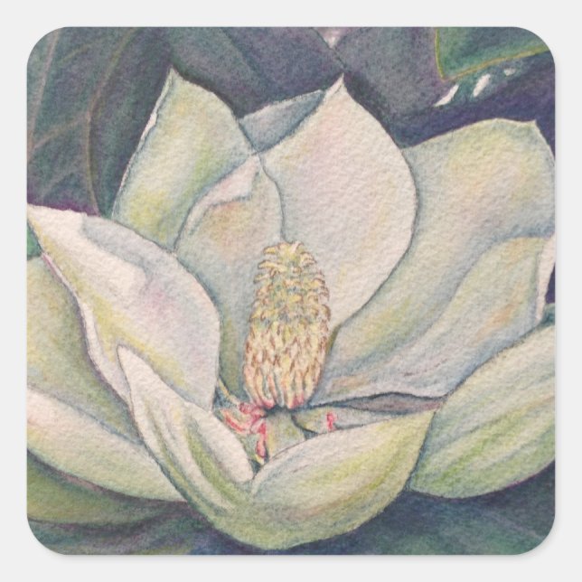 Steel Magnolia Flower Square Sticker (Front)