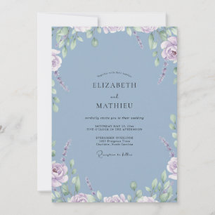 Steel Mauve Peony Wedding Invitation
