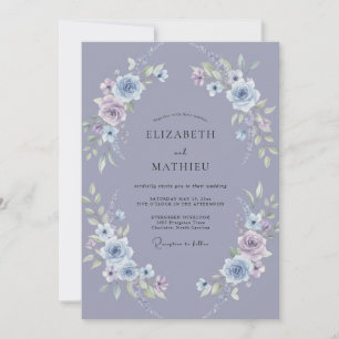 Steel Mauve Petal Wedding Invitation