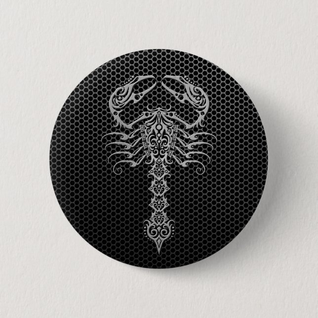 Steel Mesh Scorpion 6 Cm Round Badge (Front)