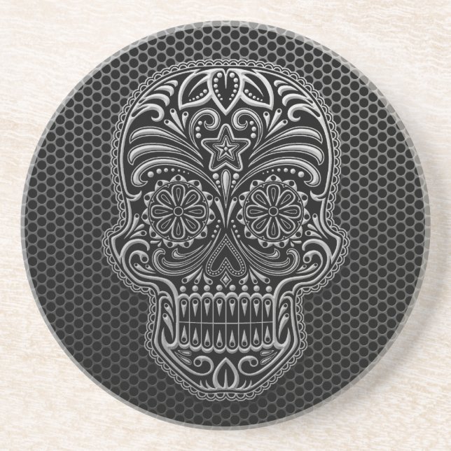 Steel Mesh Sugar Skull Coaster (Front)