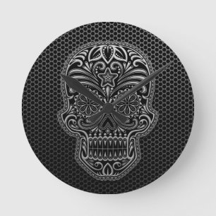 Steel Mesh Sugar Skull Round Clock