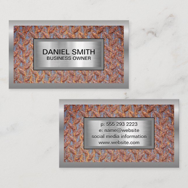 Steel | Metallic Border Business Card (Front/Back)