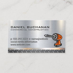 Steel   Metallic   Drill Logo Business Card