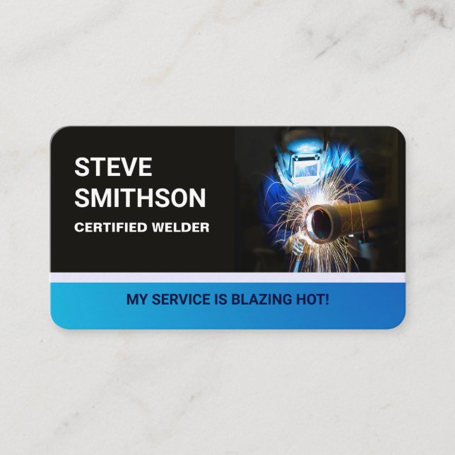Steel Metallic Metal Works Welding Service Welder Business Card (Front)