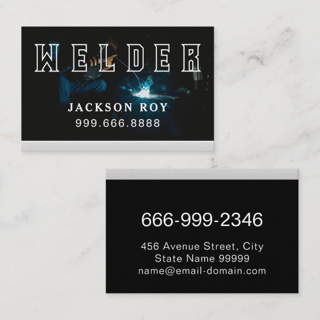 Steel Metallic Metal Works Welding Service Welder  Business Card (Front/Back)