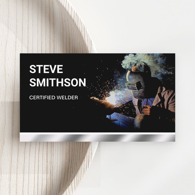 Steel Metallic Metal Works Welding Service Welder Business Card (Creator Uploaded)