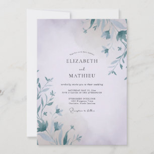 Steel Mist Vine Wedding Invitation