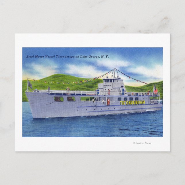Steel Motor Vessel Ticonderoga on Lake Postcard (Front)
