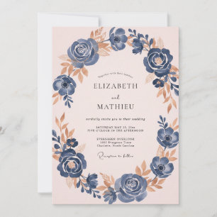 Steel Pale Pink Painted Wedding Invitation