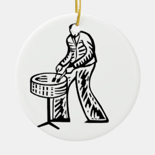 Steel Pan Player outline Ceramic Tree Decoration