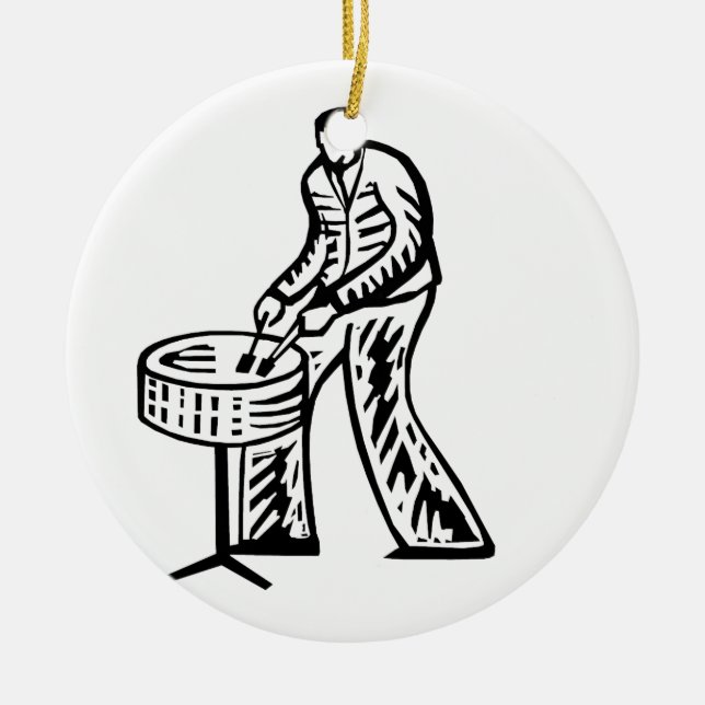 Steel Pan Player outline Ceramic Tree Decoration (Front)