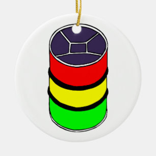 Steel Pan Rasta colours Steel Drum Design Graphic Ceramic Tree Decoration