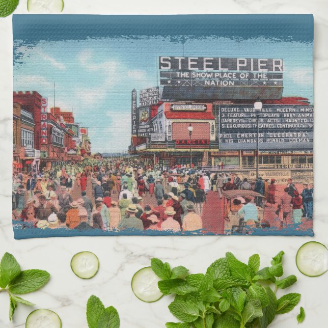 Steel Pier - Atlantic City Tea Towel (Folded)