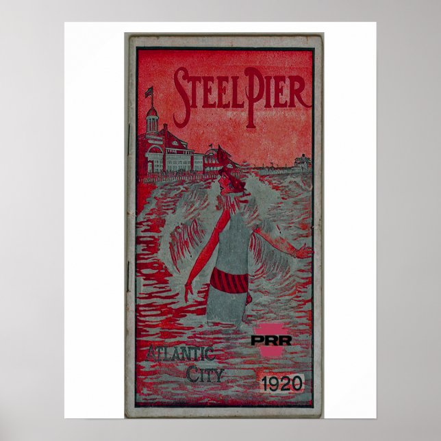 Steel Pier via Pennsylvania Railroad  Poster (Front)