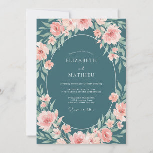 Steel Pink Ranunculus Eucalyptus Wedding Invitation