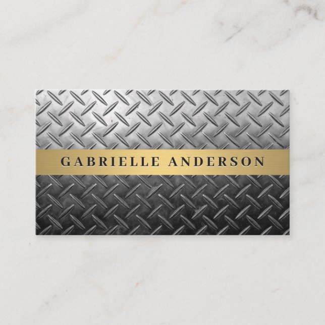 Steel Plated Background Business Card (Front)