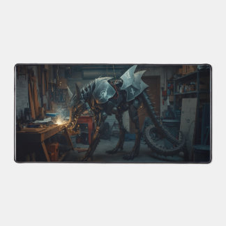 Steel Serpent – Mech Dragon Wolf Mousepad Desk Mat