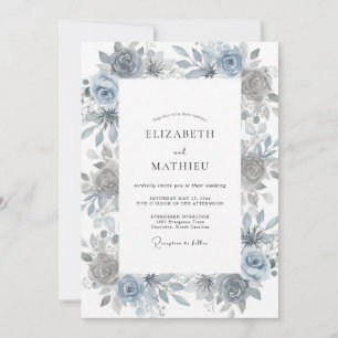 Steel Slate Dusty Rose Wedding Invitation