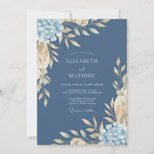 Steel Slate Hydrangea Eucalyptus Wedding Invitation