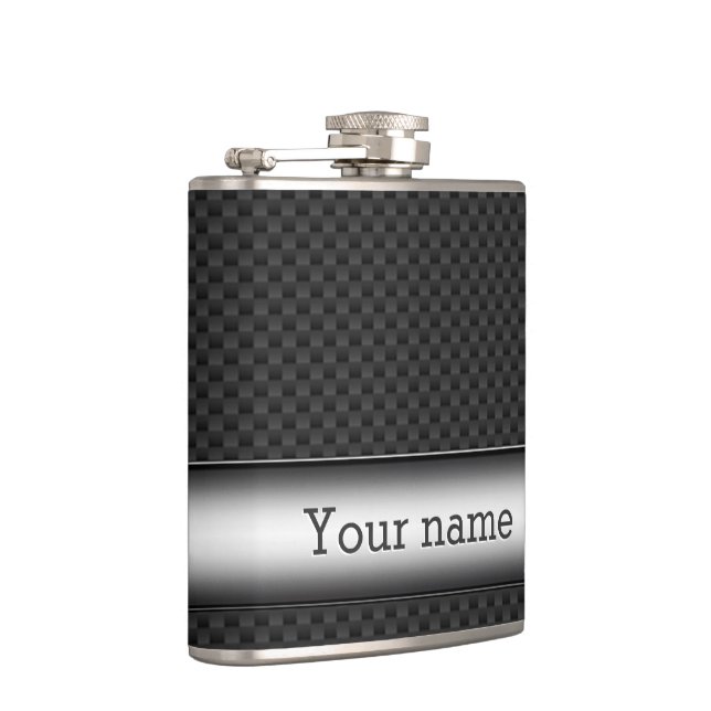 Steel striped carbon fibre hip flask (Right)