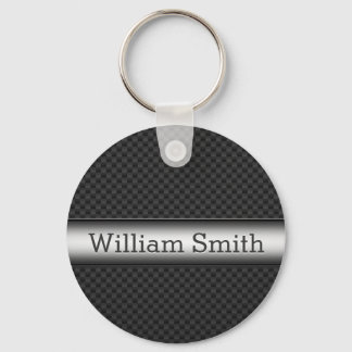 Steel striped carbon fibre key ring
