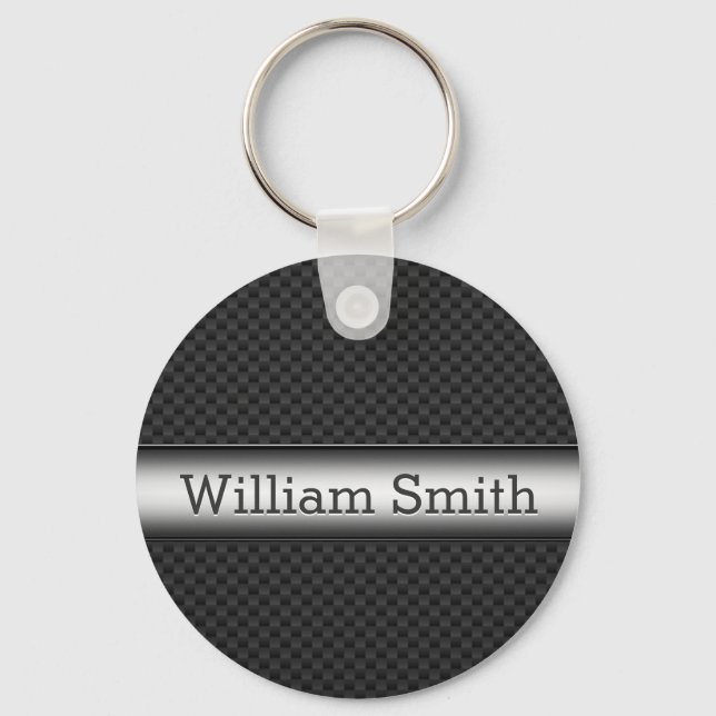 Steel striped carbon fibre key ring (Front)