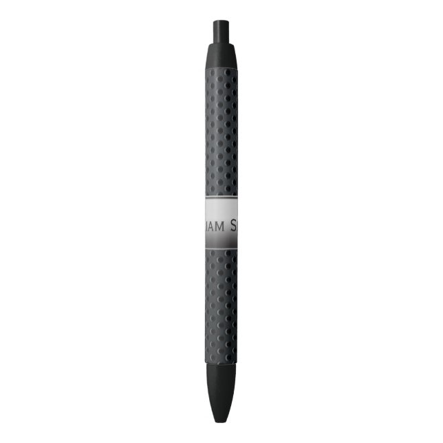 Steel striped dark metal black ink pen (Front Vertical)