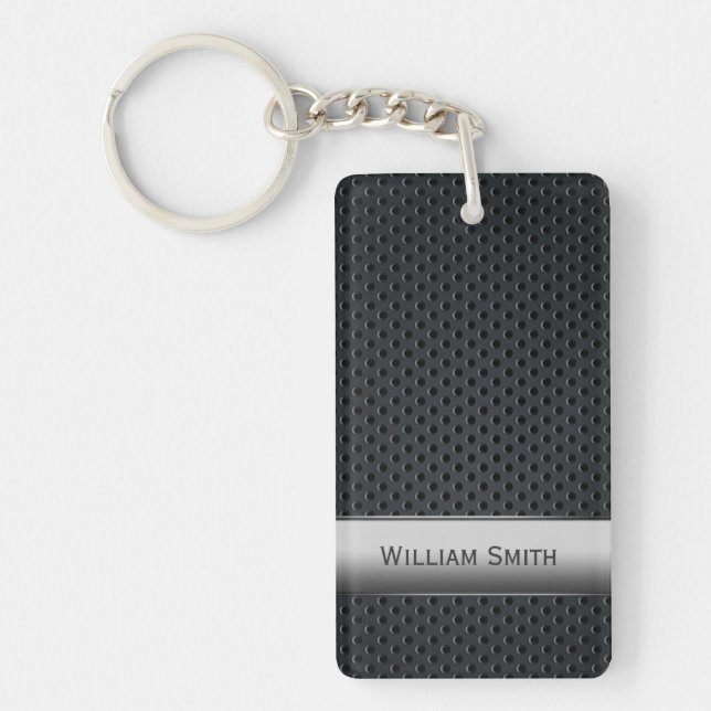 Steel striped dark metal key ring (Front)